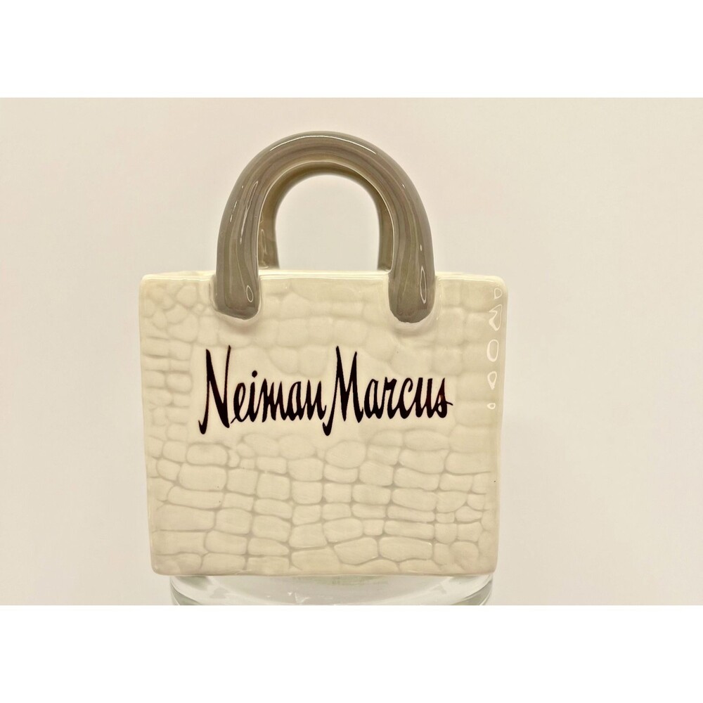 2005 Miniature Ceramic Neiman Marcus Shopping Bag-Trinket dish-EXCL with box